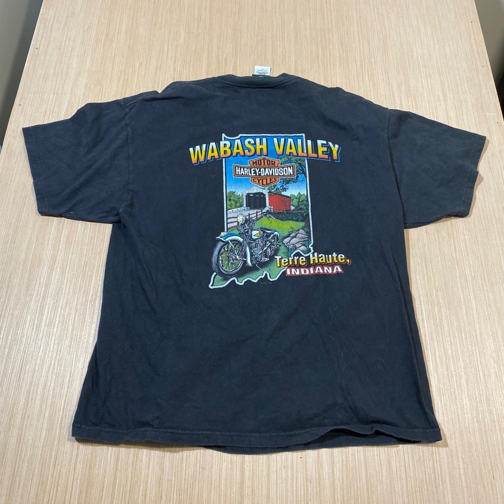 Vintage Harley Davidson Wabash Valley Terre Haute Indiana Eagle Flame Shirt XL - Picture 4 of 4